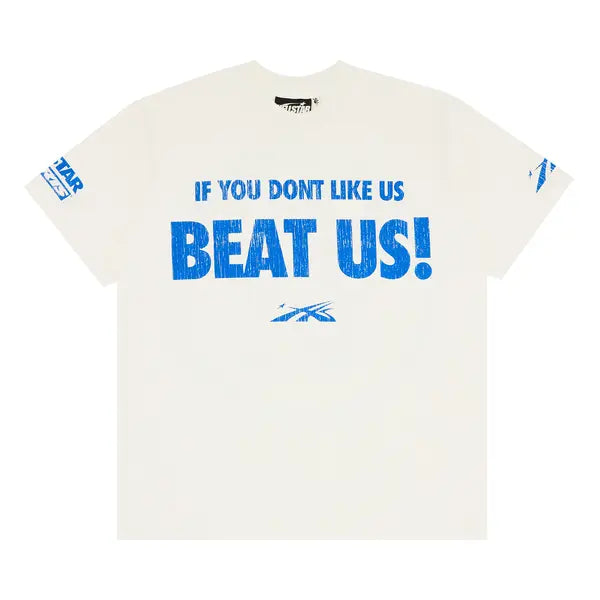 Hellstar Beat Us! T-Shirt 'White/Blue'