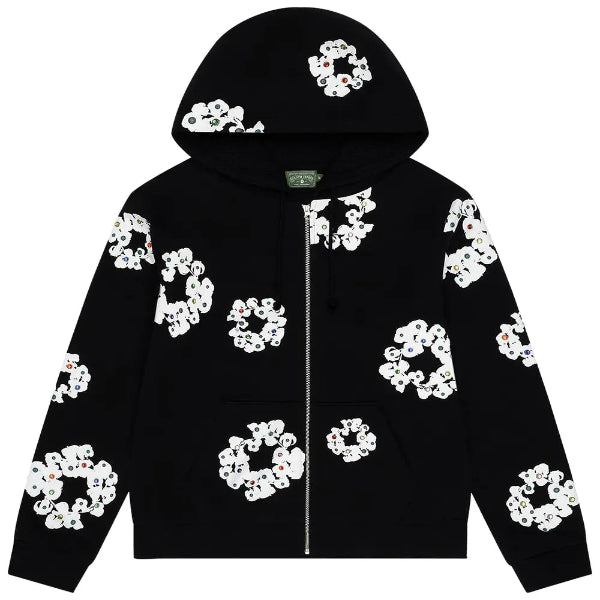 Denim Tears Rhinestone Cotton Wreath Zip Hoodie