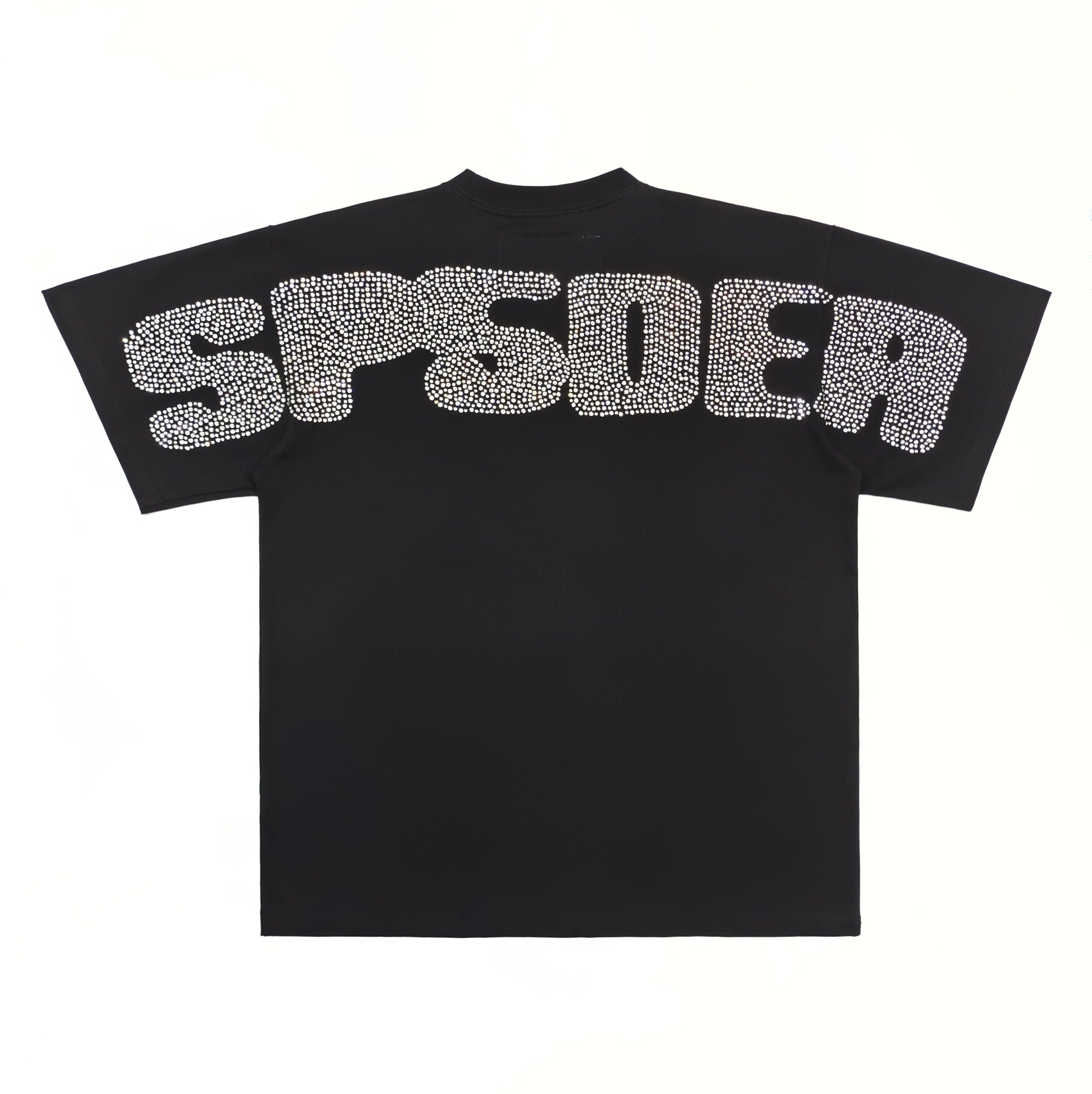 Sp5der Rhinestone Silk Tee 'Black & White'