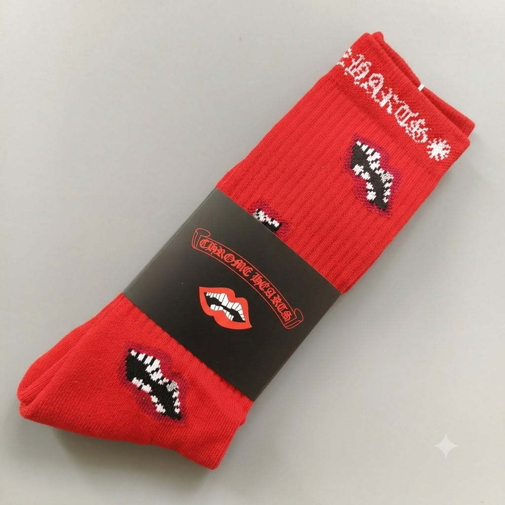 (UPCOMING) chrome heart socks red