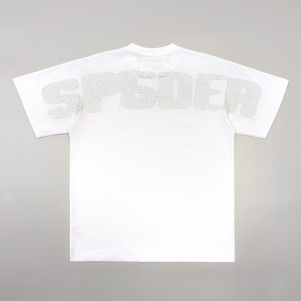 Sp5der Rhinestone Silk Tee 'Black & White'