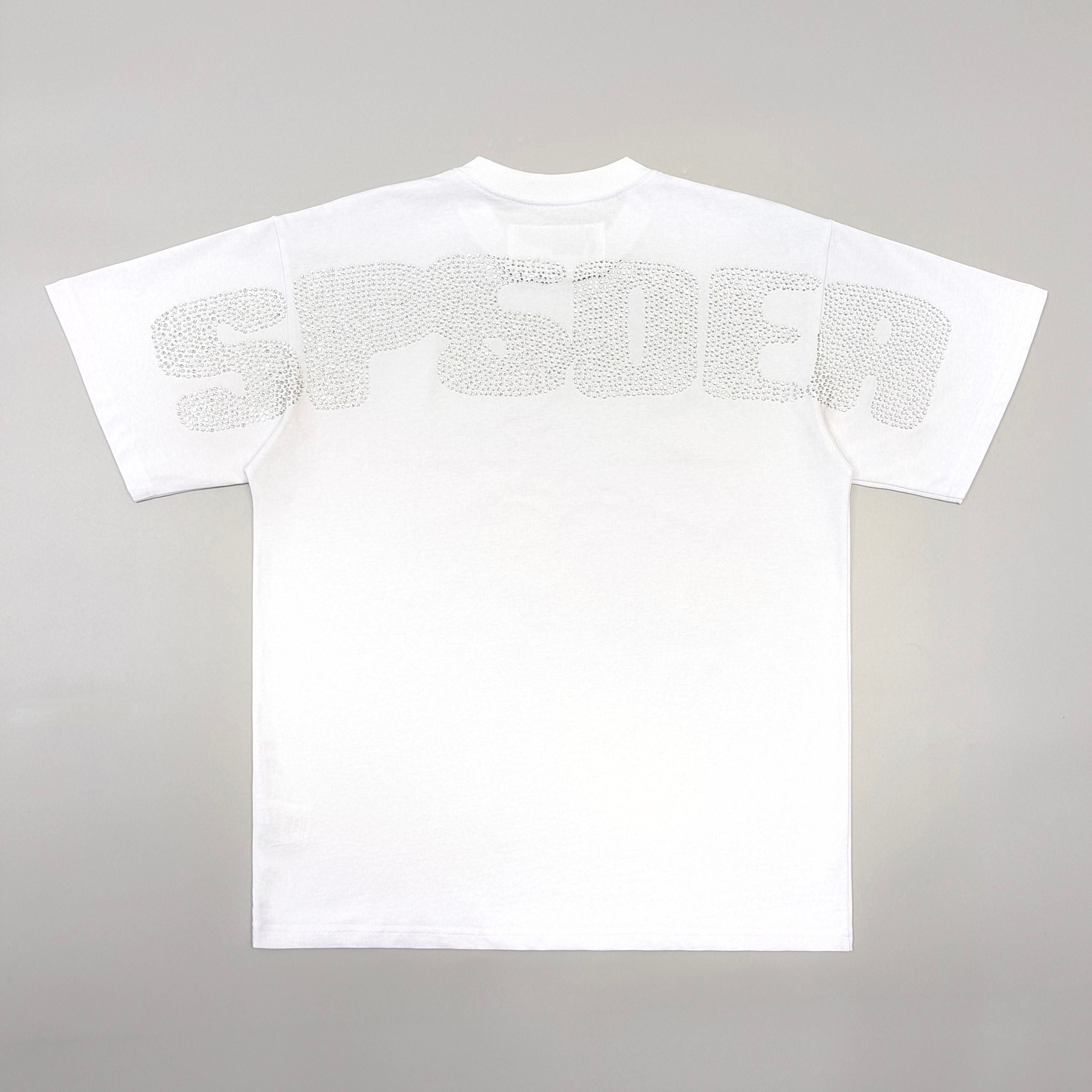 Sp5der Rhinestone Silk Tee 'Black & White'