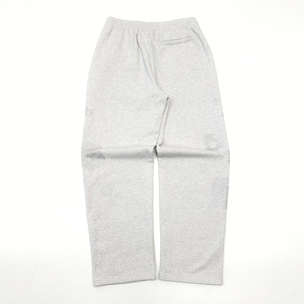 Sp5der Rhinestone Beluga V2 Wide Leg Sweatpant 'Heather Grey'