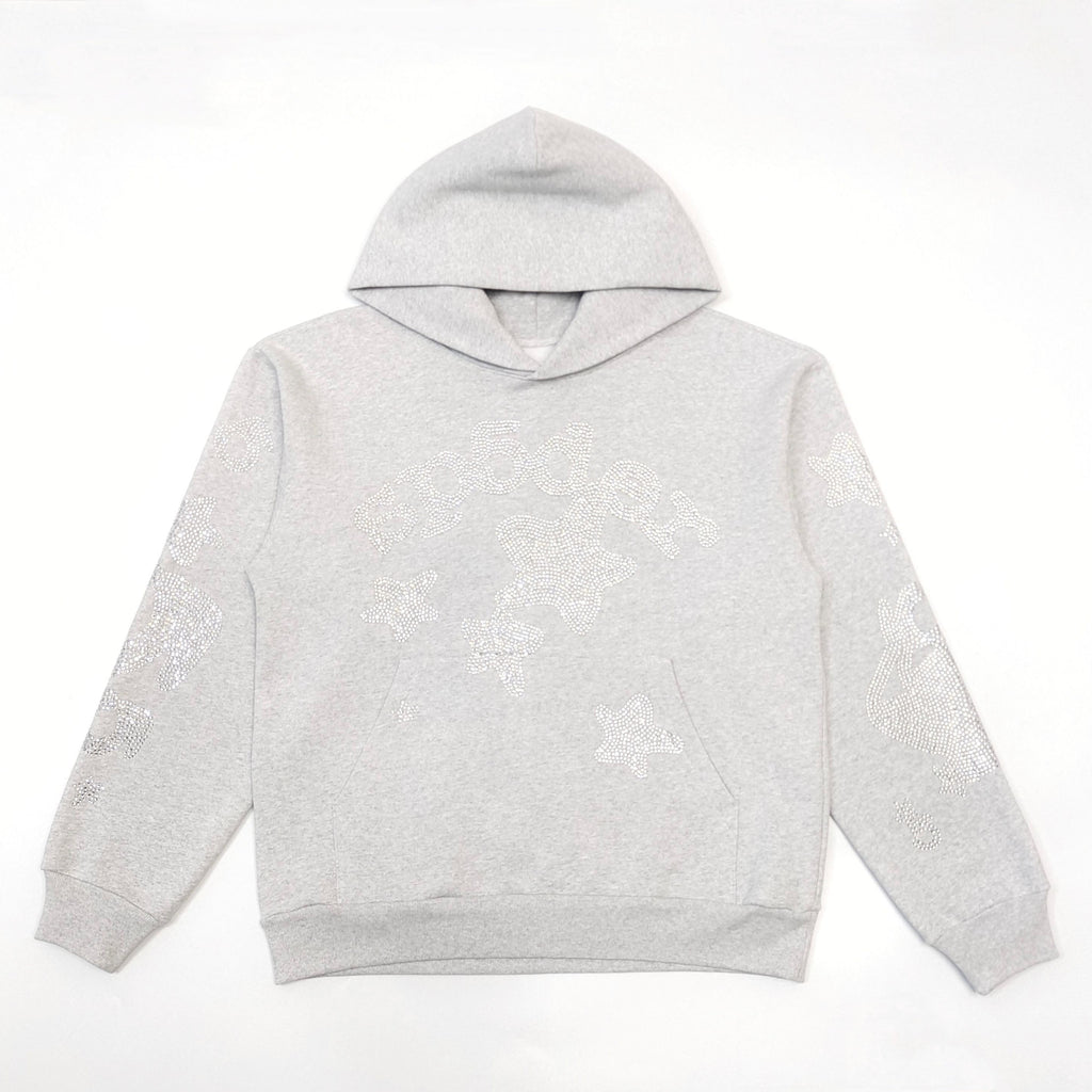 Sp5der Rhinestone Beluga Hoodie 'Heather Grey'