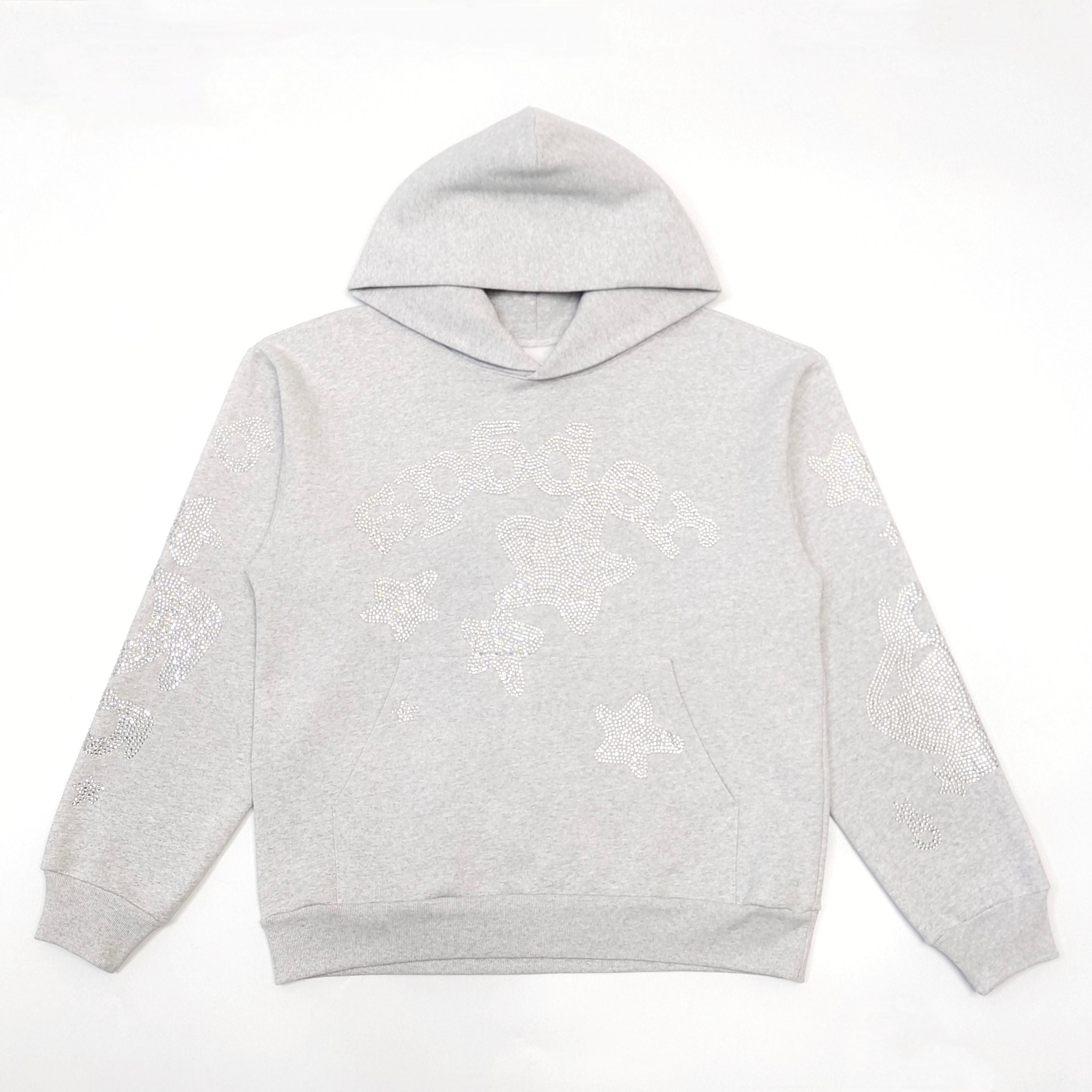 Sp5der Rhinestone Beluga Hoodie 'Heather Grey'
