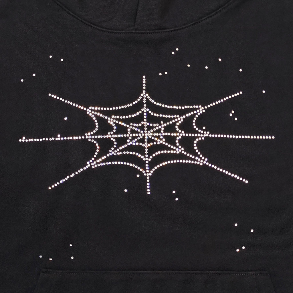 Sp5der Rhinestone Silk Hoodie