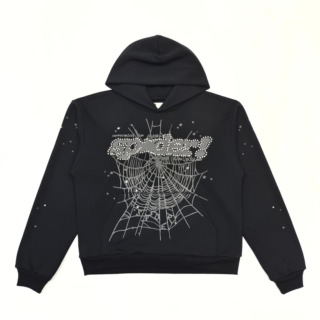 Sp5der Rhinestone Punk V2 Hoodie 'Black'