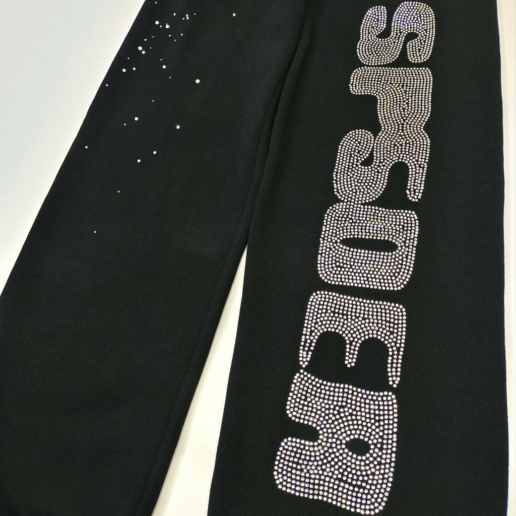 Sp5der Rhinestone Silk Sweatpant 'Black'