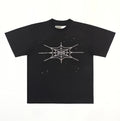 Sp5der Rhinestone Silk Tee 'Black & White'