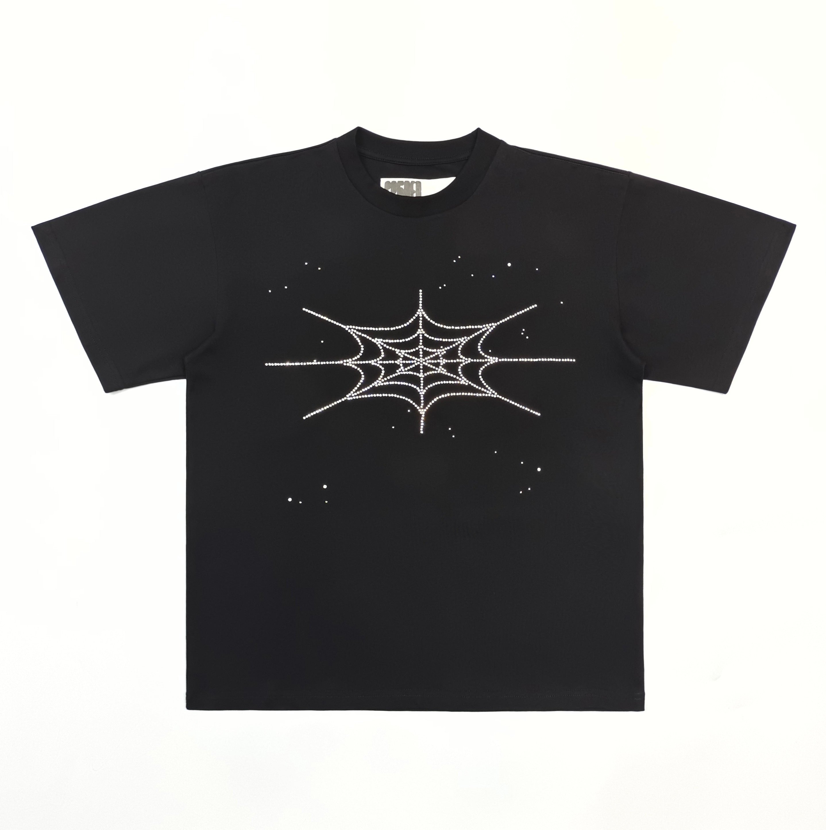 Sp5der Rhinestone Silk Tee 'Black & White'