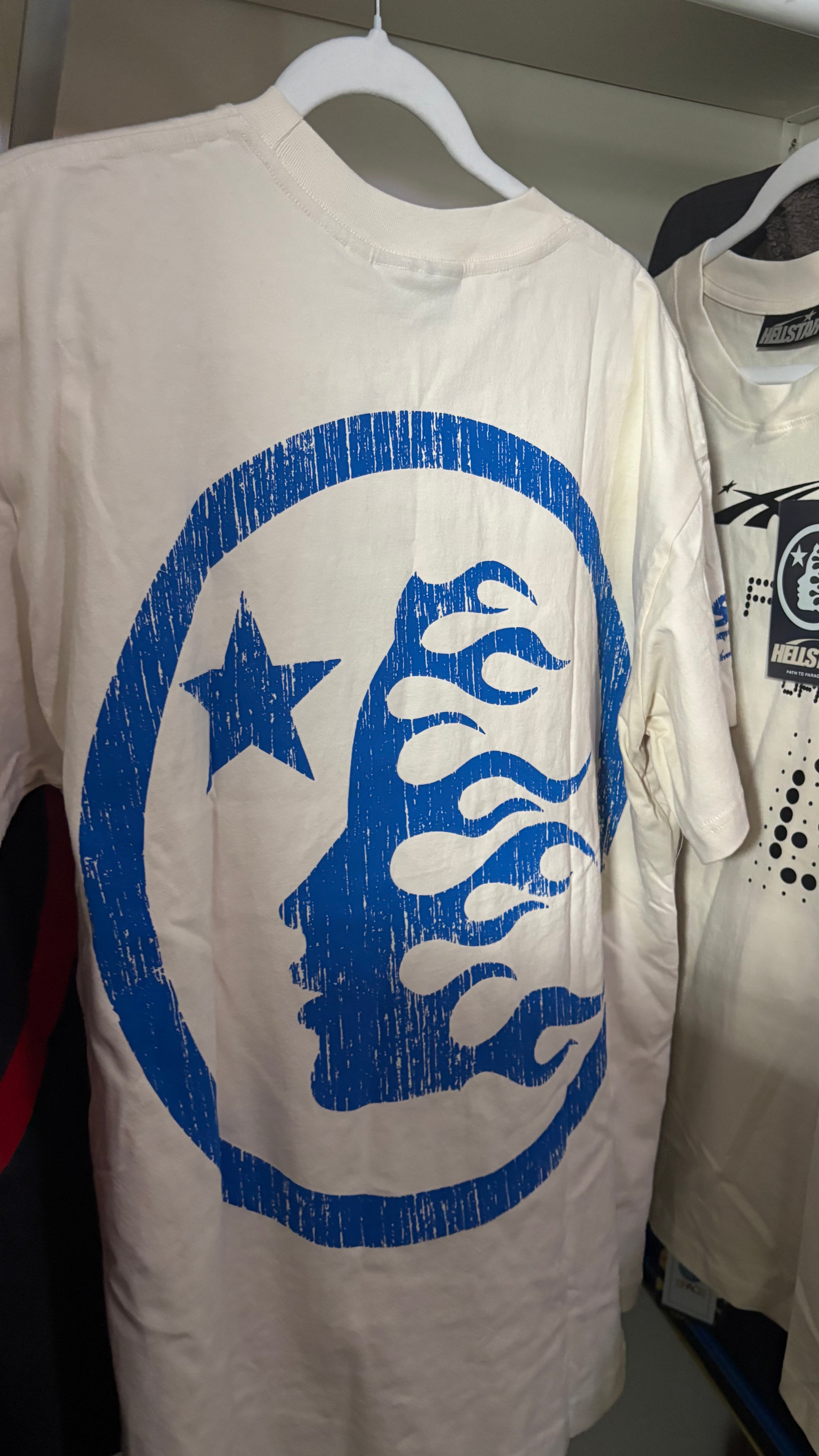 Hellstar Beat Us! T-Shirt 'White/Blue'