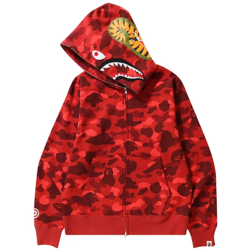 BAPE Color Camo Shark Full Zip Hoodie 'Red'