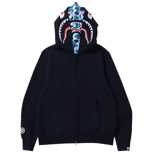 BAPE ABC Camo Shark Wide Fit Full Zip Double Hoodie 'Navy'