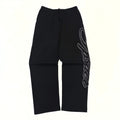 Sp5der Rhinestone Script Wide Leg Sweatpant 'Black'