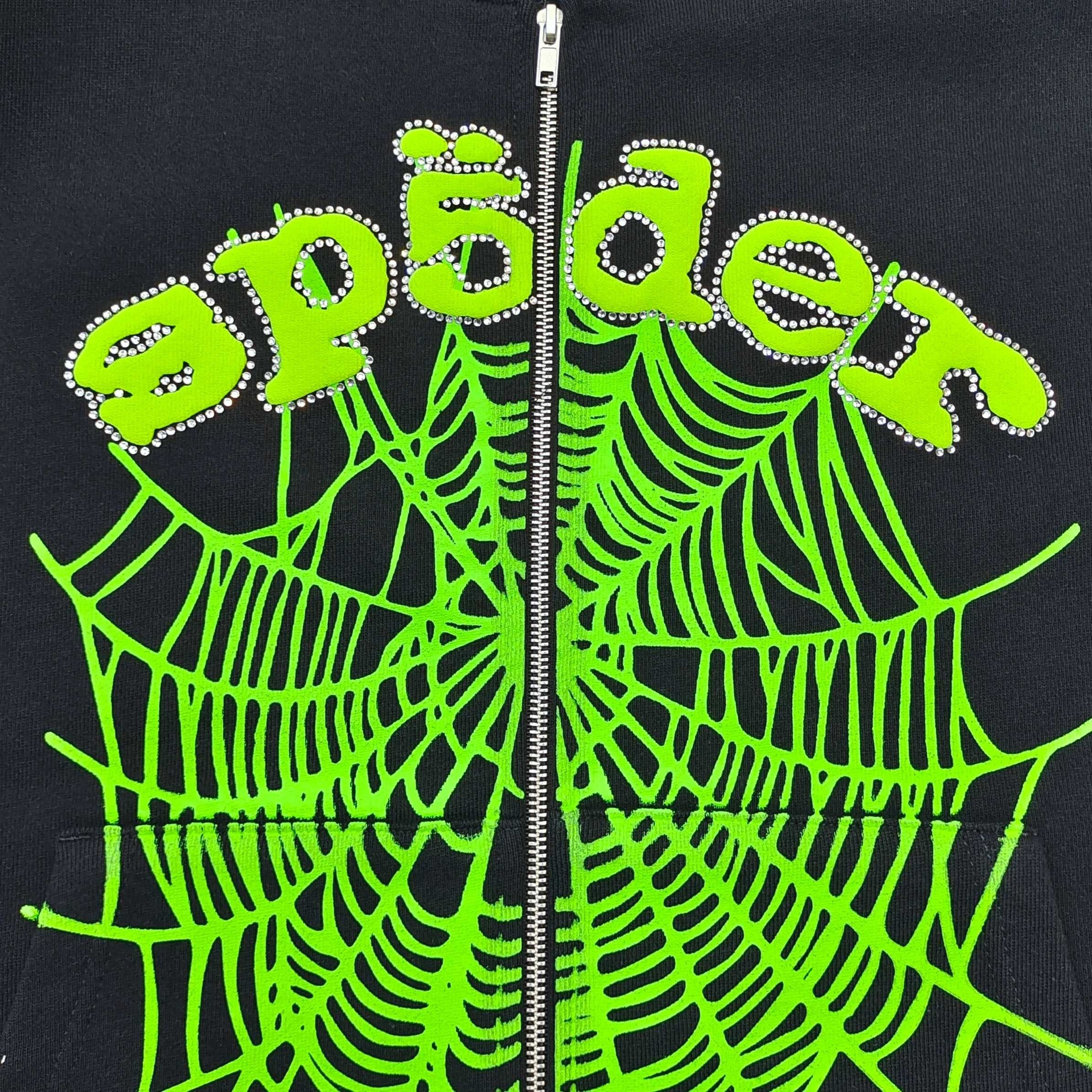 Sp5der Cash OG Web V2 Rhinestone Zip Hoodie
