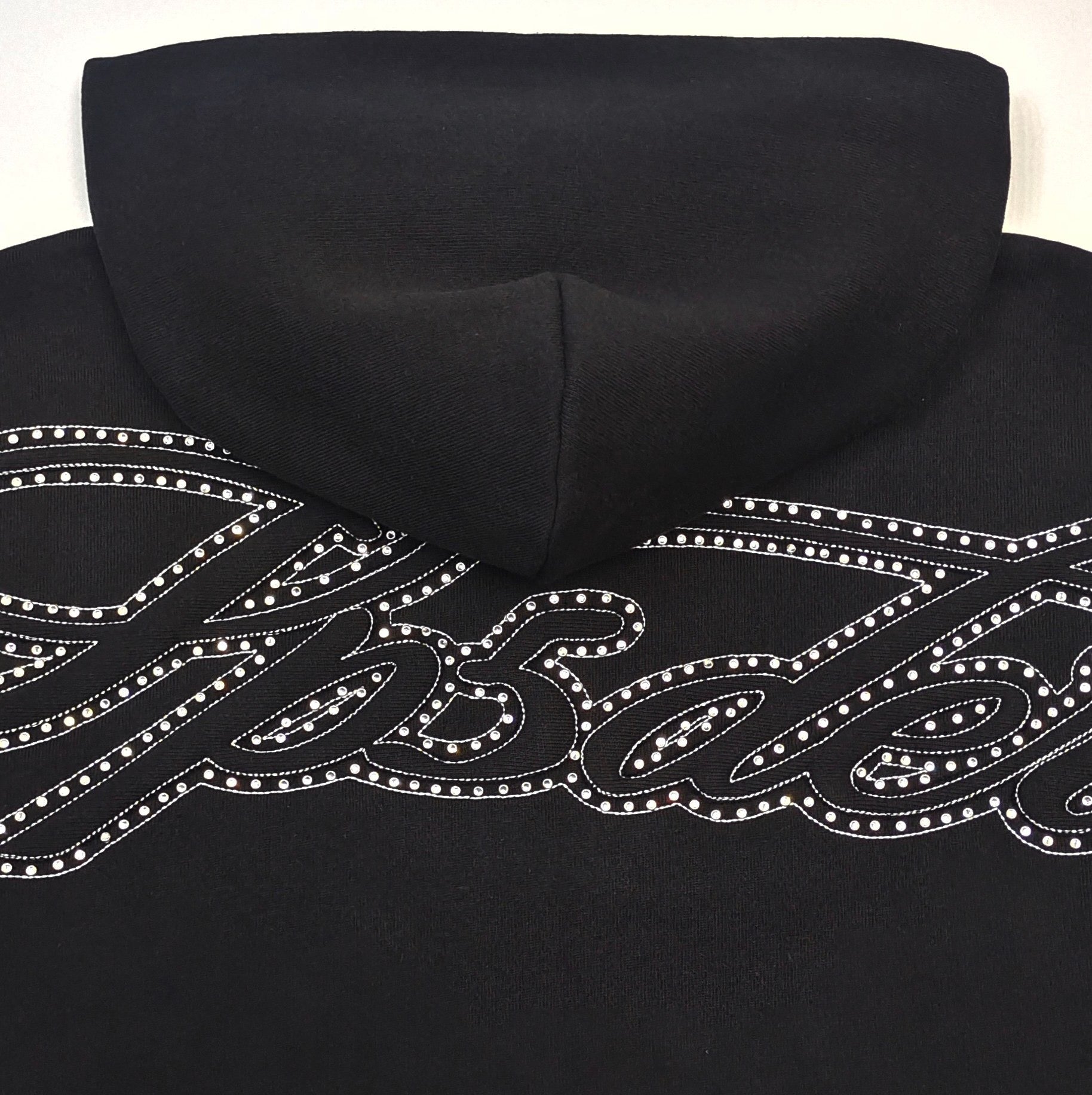 Sp5der Rhinestone Script Full Zip Hoodie 'Black'