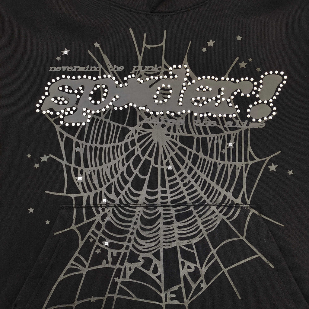 Sp5der Rhinestone Punk V2 Hoodie 'Black'