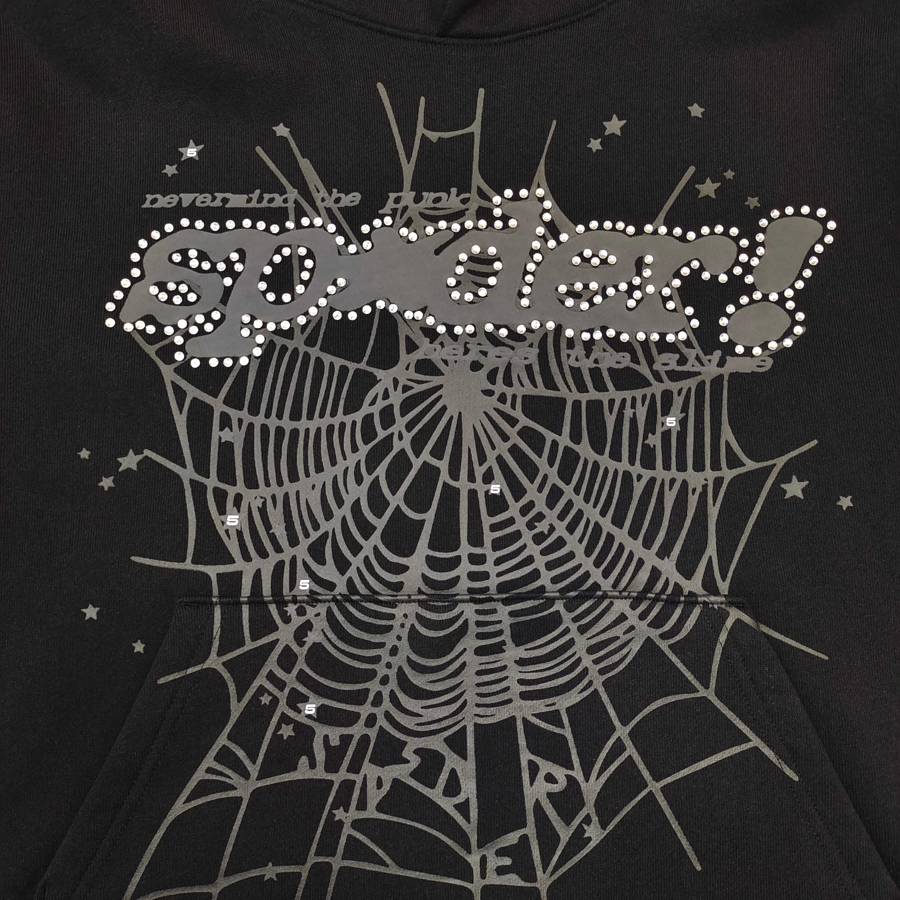 Sp5der Rhinestone Punk V2 Hoodie 'Black'