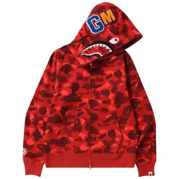 BAPE Color Camo Shark Full Zip Hoodie 'Red'